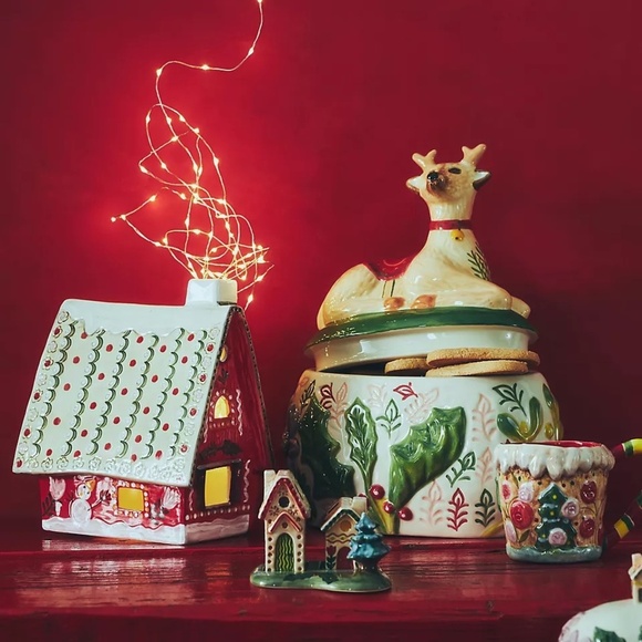 NWT Anthropologie Nathalie Lete Christmas Cottage Salt and Pepper Shakers - Picture 4 of 5